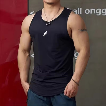 2025 Summer Men's tank top Casual Round Neck Mesh Undershirt Shirt Sports Fitness Tops Sleeveless Vest Quick Dry training vest