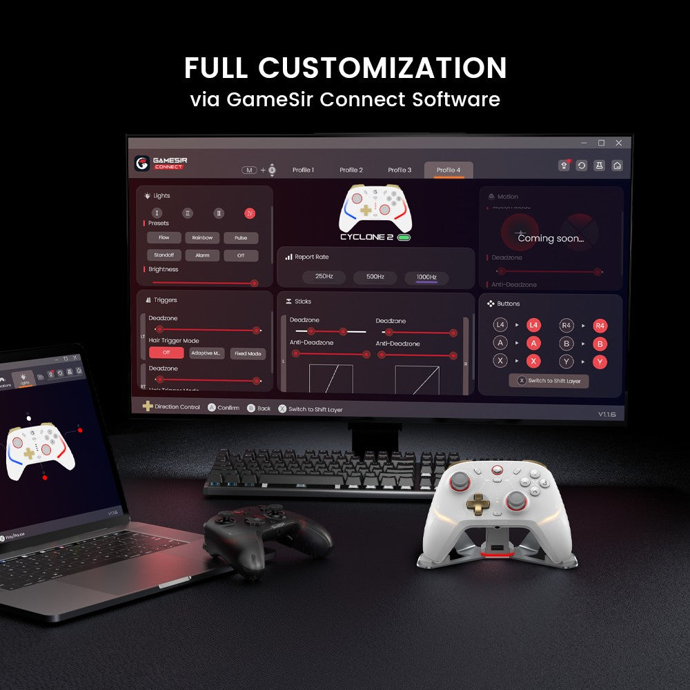 GameSir Cyclone 2 Wireless Pro Controller for Nintendo Switch 2 / PC / iPhone / Android - Hall Effect, Tri-Mode (BT/2.4G/USB)