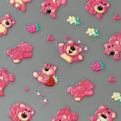 Adesivo de Arte para Unhas Disney Toy Story em Relevo 5D Desenho de Alienígena Lotso Decoração de Unhas Decalques Autoadesivos para Unhas DIY Decalque de Manicure