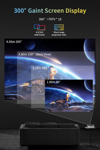 Projetor 4K com foco automático 3500 ANSI, Wi-Fi 2.4+5G, Bluetooth, Full HD 1080P, HDR, Android TV, para filmes, vídeos e home theater durante o dia