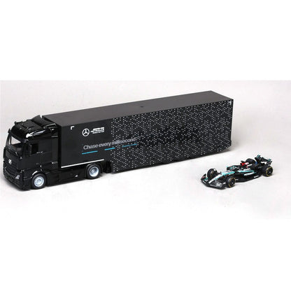 Caminhão-Contêiner Bburago 1:43 F1 Transporte Ferrari SF24 AMG W15 McLaren MCL38 Racing Hauler Brinquedos em Miniatura de Liga Fundida Gi