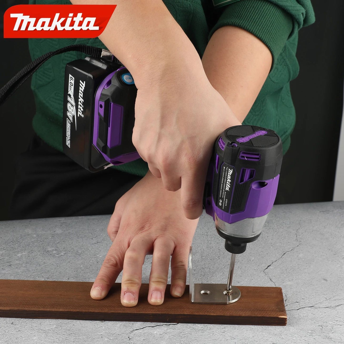 Parafusadeira de Impacto Sem Fio Makita 18V LXT com Motor Brushless Furadeira Elétrica Modos Madeira/Parafuso/T 180 N·M Ferramentas Elétricas Recarregáveis DTD173