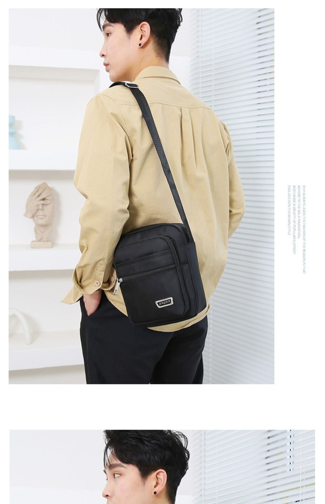 Waist Men's Crossbody Messenger Bags Male Canvas Shoulder Bags Men Handbag Chest Shoulder Belt Bag Casual Large Boy Satchel Grey