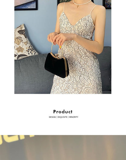 Luxury Black Satin Evening Clutch Bag High-Quality Flannel Small Handbag Elegant Dinner Party Crossbody Wallet for Women