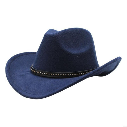 L5YA Elegant Homburg Hat with Unique Ethnic Band Flat Wide Brimmed Hat Surprise Gifts Headwear for Vacation Photo Props