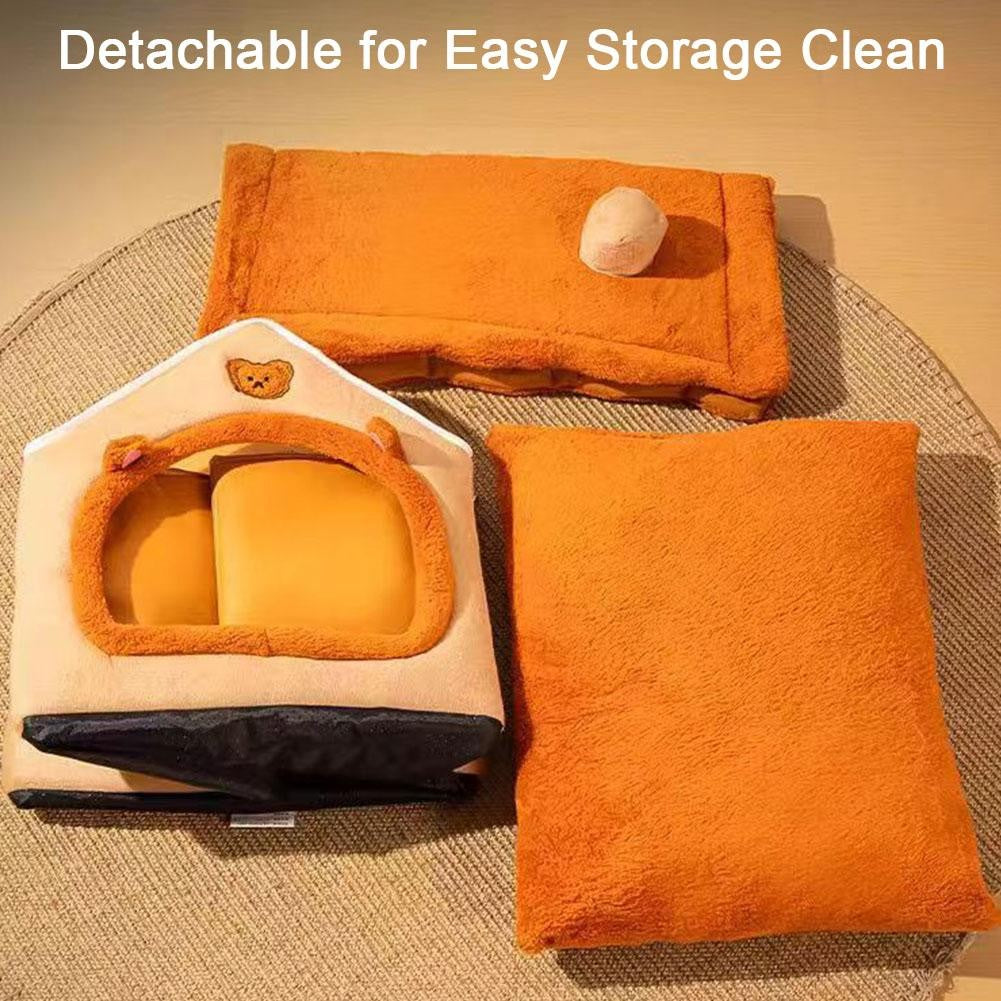 Casa Quente para Pets Engrossada Casa de Gatos e Cães Inverno Quente Universal para Todas as Estações Removível e Lavável Nova Fofa Confortável