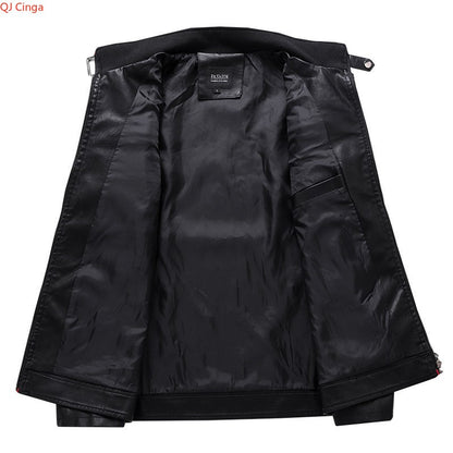 Autumn Men's Stand Collar Color-Block PU Jacket, Fashionable  Jackets, Spring Casual Coat. Asian Size Loose Fit Top.