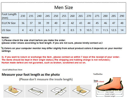 Sapatos de Segurança Bico de Aço Masculino Feminino Tênis de Trabalho Leves Sapatos de Trabalho à Prova de Furos Botas de Trabalho de Segurança Unissex para Construção