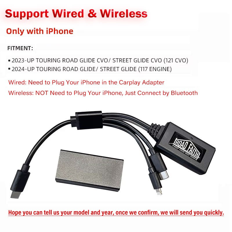 Adaptador sem fio Road Faith para Carplay de motocicleta Harley 2023-up 121CVO 2019-2022 117CVO Touring Street/Road Glide para iPhone