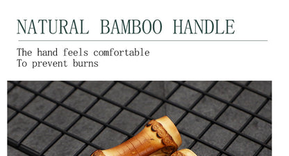 Conjunto de Talheres com Cabo de Bambu Natural, Talheres de Aço Inoxidável, Talheres de Cozinha, Inclui Garfos Colheres Facas Talheres