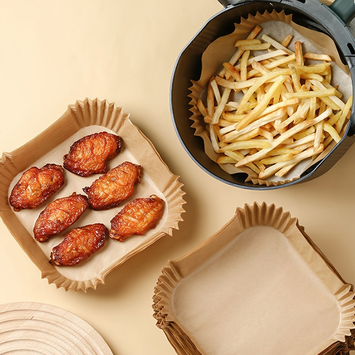 30/50/100 Peças Fritadeira Air Fryer Papel Descartável Antiaderente Redondo Forros de Papel para Airfryer Acessórios de Cozinha de Papel