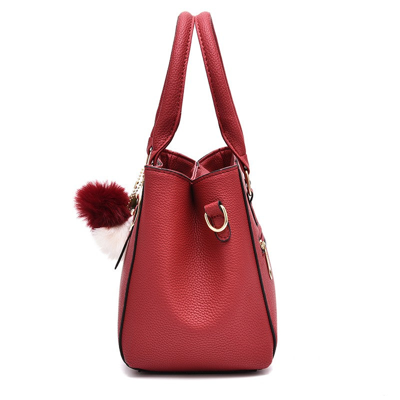 Fashion Women Hairball Shopper Totes Solid Color PU Leather Large Capacity Handbag Ladies Luxury Designer Crossbody Shoulder Bag
