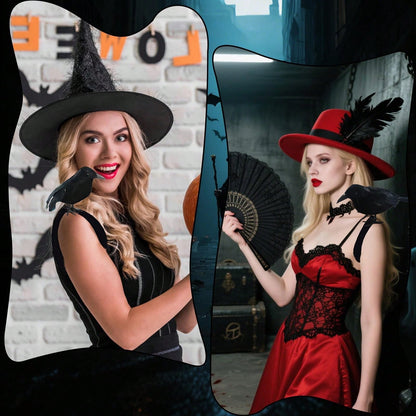 Halloween Realistic Crow Statue Shoulder Strap Style for Halloween Party Indoor Outdoor House Garden Decoration Christmas Party