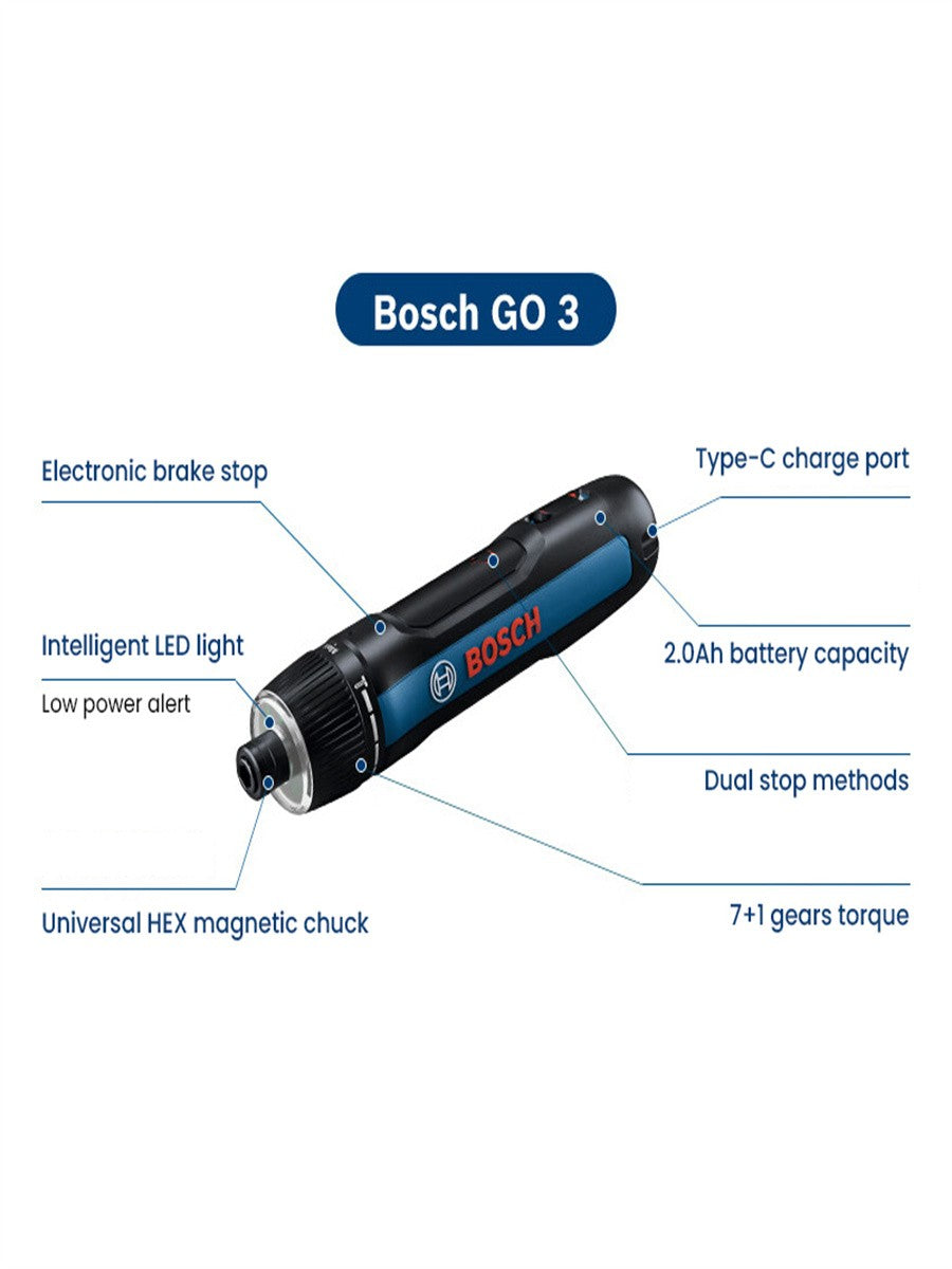Parafusadeira Elétrica Bosch GO 3 3.6V 5Nm Parafusadeira Recarregável sem Fio GO3 Bosch Ferramenta Elétrica Multifuncional