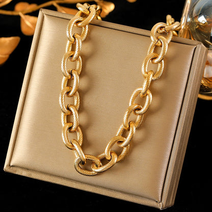 EILIECK Colar de Corrente Grossa de Aço Inoxidável 316L Dourado e Prateado para Mulheres, Corrente Cubana da Moda, Joia Impermeável de Presente