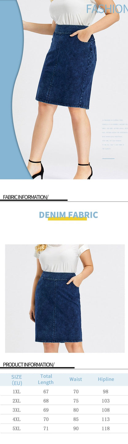 Women Plus Size Knitted Spring And Autumn Denim Fashion Skirt
