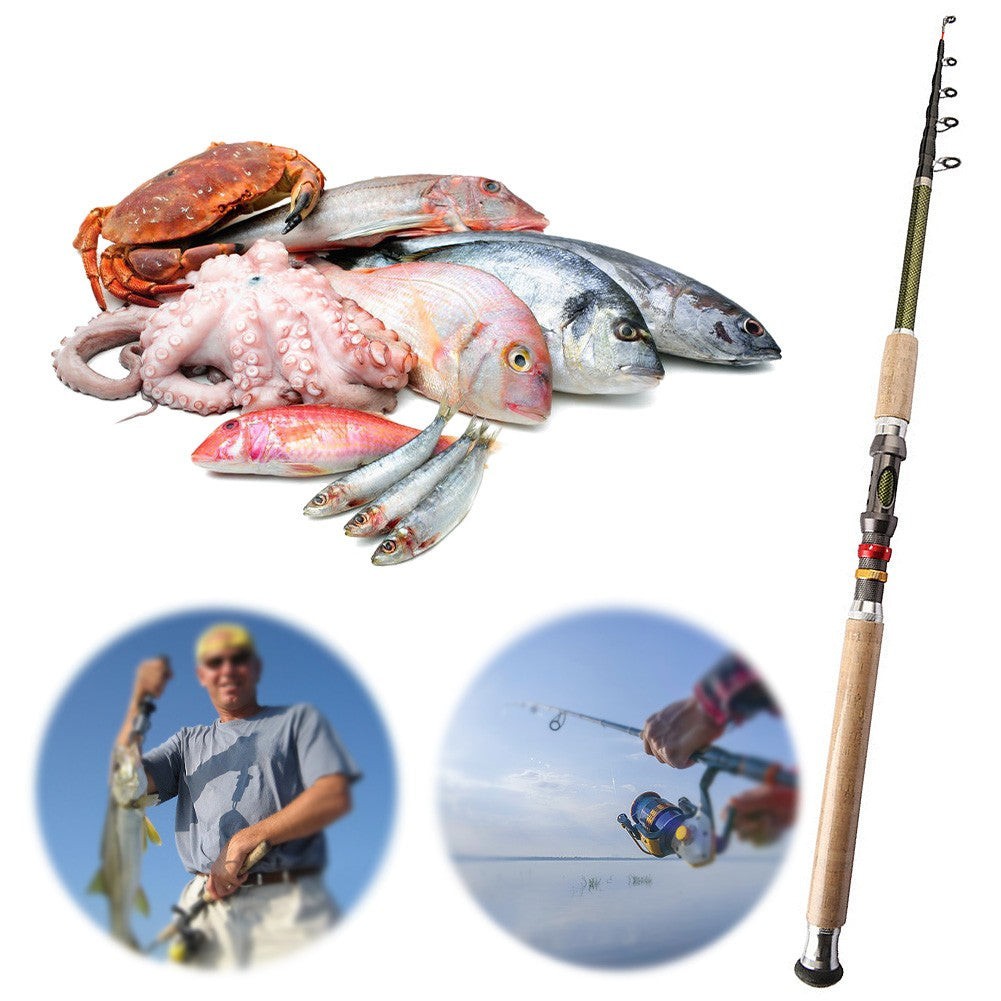 Carbon Fiber Telescopic Fishing Rod M Power Portable Travel Rod Baitcasting Rod for Bass Pike Carp Fishing