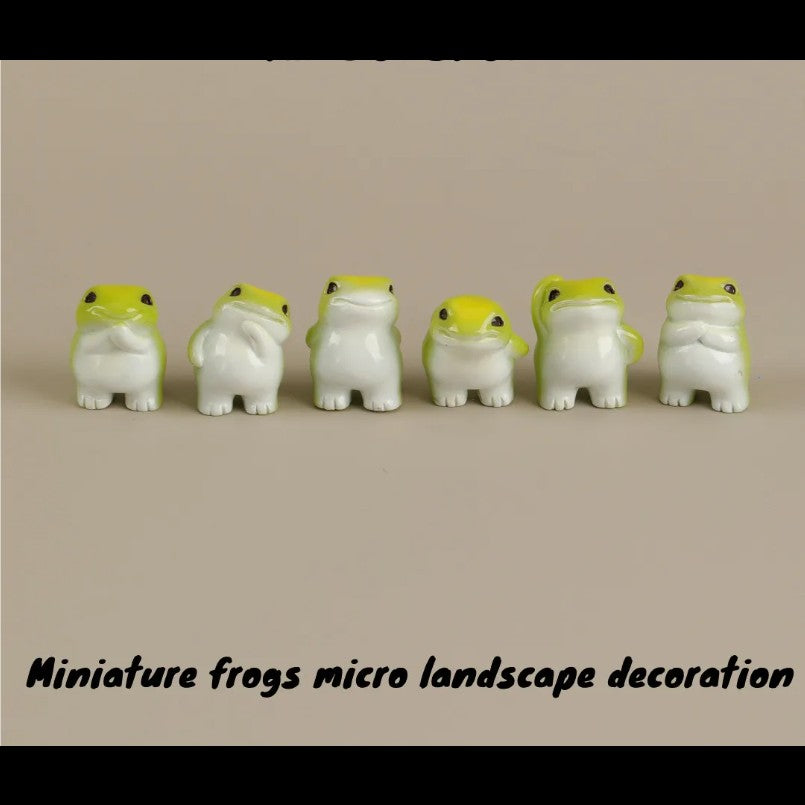 6PCS Miniature Frogs Micro Landscape Decoration Kawaii Forg Fairy Garden Accessories Mini Forg Desk Decoration