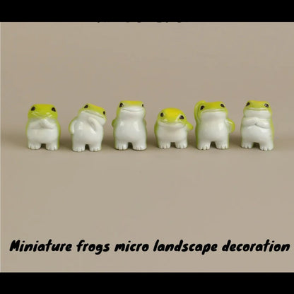 6PCS Miniature Frogs Micro Landscape Decoration Kawaii Forg Fairy Garden Accessories Mini Forg Desk Decoration