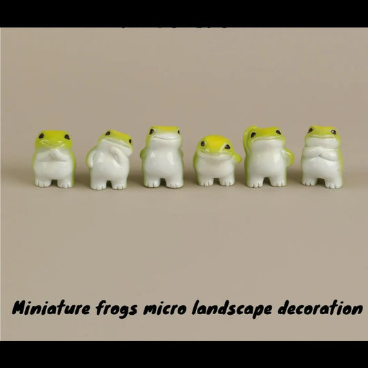 6PCS Miniature Frogs Micro Landscape Decoration Kawaii Forg Fairy Garden Accessories Mini Forg Desk Decoration