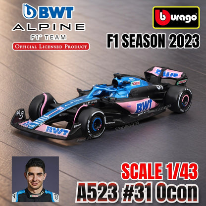 Bburago 1:43 Modelo de Carro de Corrida F1 Réplica em Miniatura Red Bull Mercedes Ferrari Veículo Presente de Natal Brinquedo Infantil para Amigo Menino
