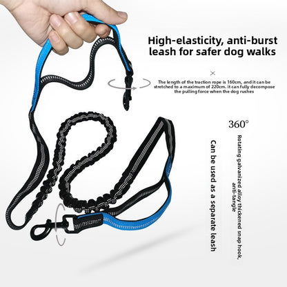 Coleira de Cachorro Mãos Livres para Correr Caminhar Coleira Refletiva com Bolsa de Cintura Cinto Elástico Retrátil Corda de Tração para Cães Produtos para Animais de Estimação