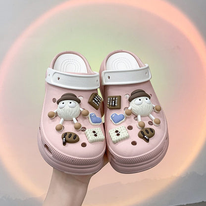 Fashion Diy Clogs Sandals Women 2024 Summer Chunky Platform Slippers Woman Thick Bottom Closed Toe Beach Slippers Mujer