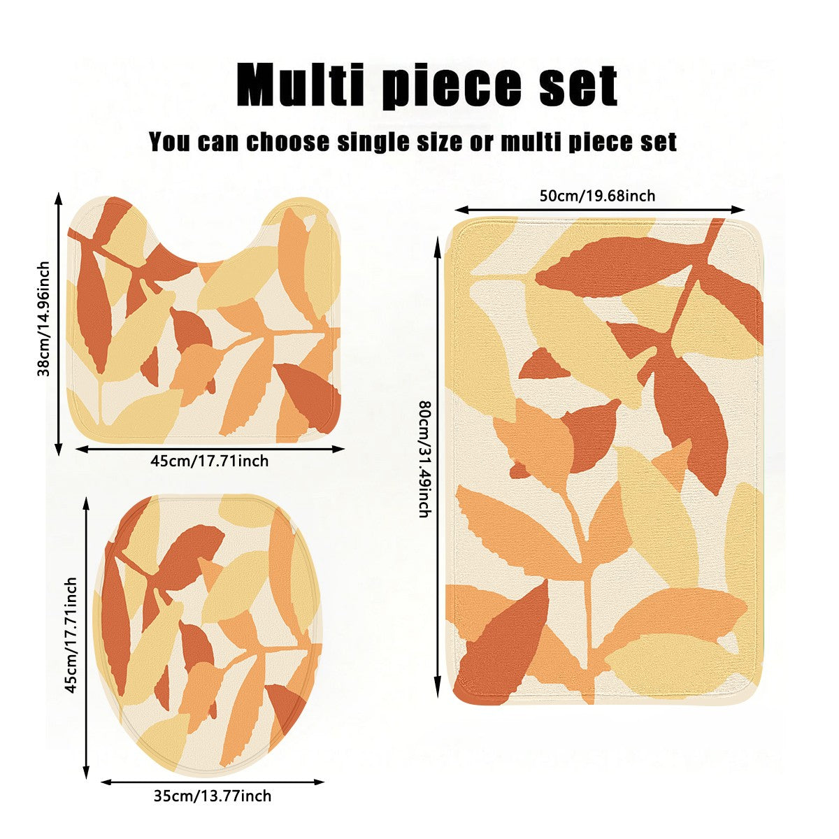 Autumn Leaf Pattern Anti - slip Bathroom Mat (Single Piece/3 - Piece Set), Adding Warmth to Your Bathroom Space