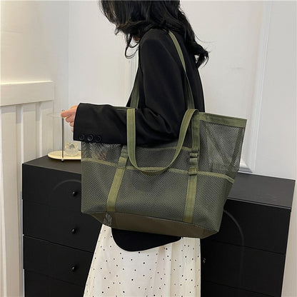 Multipocket Summer Large Beach Bag For Towels Mesh Durable Beach Bag For Toys Waterproof Underwear Pocket Beach Tote Bag