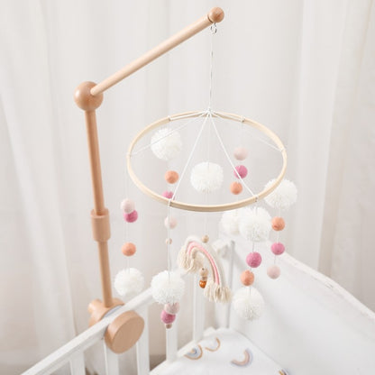 Baby Rattle Toy Bed Bell Bracket Wooden Mobile 0-12 Months Newborn Crochet Bed Bell Hanging Toys Holder Bracket Infant Crib Gift