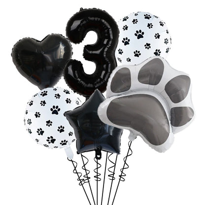 1set Animal Let's Pawty Dog Cat Paw Aluminum Balloon 32inch Pink Black Number Birthday Party Decorat Balloon Baby Shower Supplie