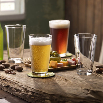 Pacote com 4 Copos de Pint de Vidro Transparente de 470ml Copos Duráveis Empilháveis para Cerveja, Leite, Água Uso Diário