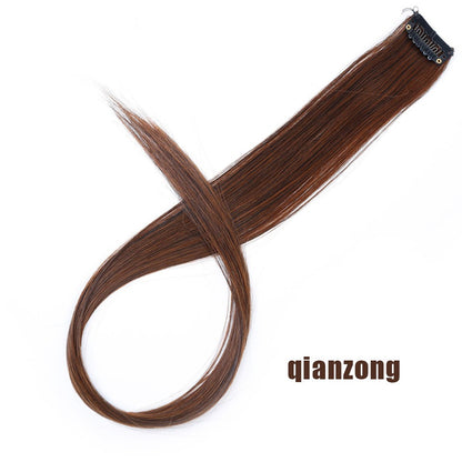 Todas as extensões de cabelo liso longo colorido para mechas, aplique de cabelo arco-íris, mecha de cabelo sintético rosa em tic-tac