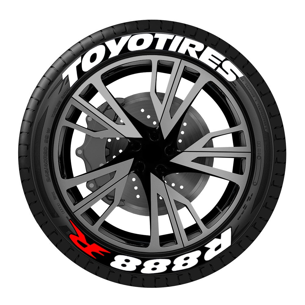 8 peças/lote Letras para pneu de carro Tuning Universal 3D PVC Permanente Adesivos de Decoração de Pneus para Motocicleta