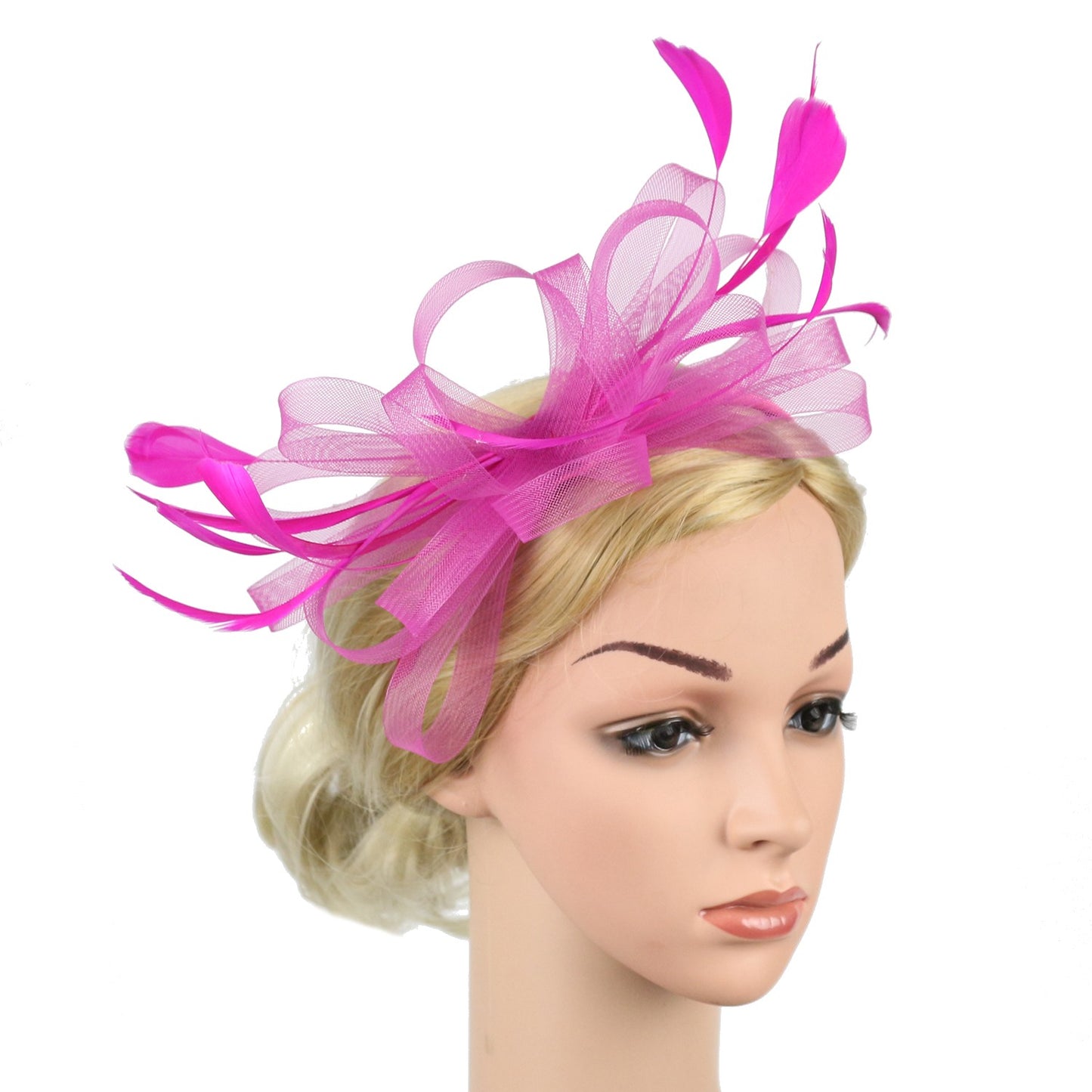 Women Chic Fascinator Hat Cocktail Wedding Party Church Headpiece Elegant Headwear Feather Hair Accessories Bride Hairpin