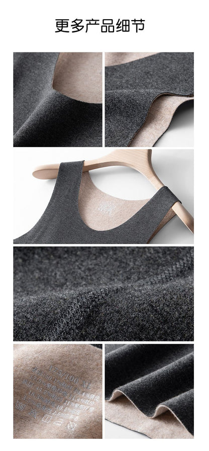 Comfortable Bamboo Fiber Thermal T Shirt Men Tank Top Wool High Quality Seamless Undershirt Winter Men's Warm Fleece Underwear