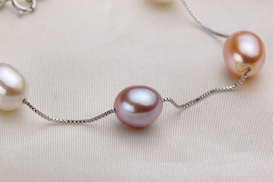 HENGSHENG Natural Pearl Necklace/Bracelet Jewelry Sets 925 Sterling Silver Chain with Freshwater Pearl Jewelry Gift for Women