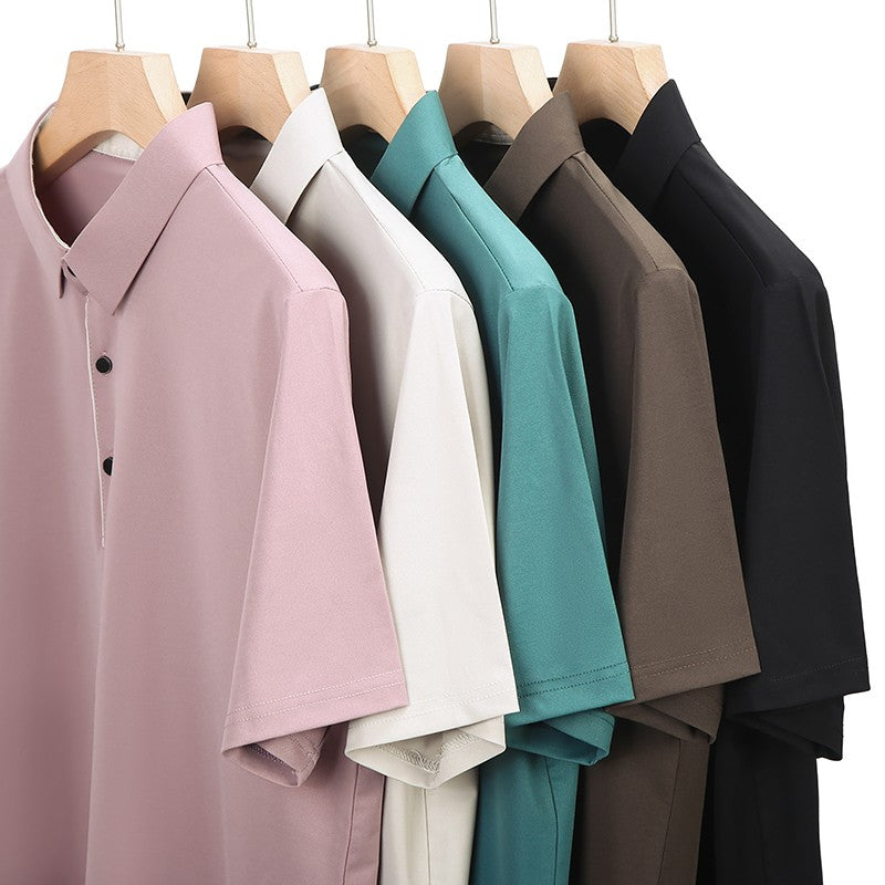BROWON New Collection 2025 Golf Shirts Mens Short Sleeve Solid Color Turn Down Collar Business Plain Shirt for Man