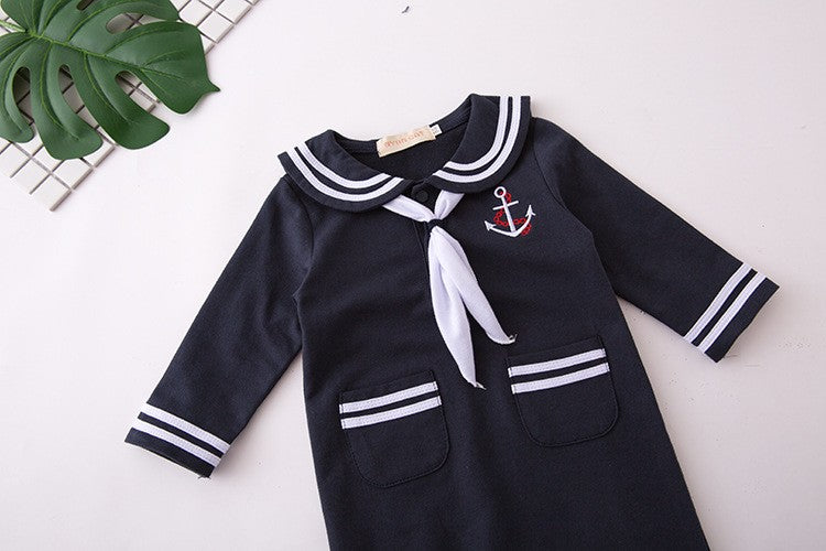 Halloween Children Rompers Captain Cosplay Costume Baby Sets Lapel Fashion Uniform Long Sleeve Stage Performance Clothes