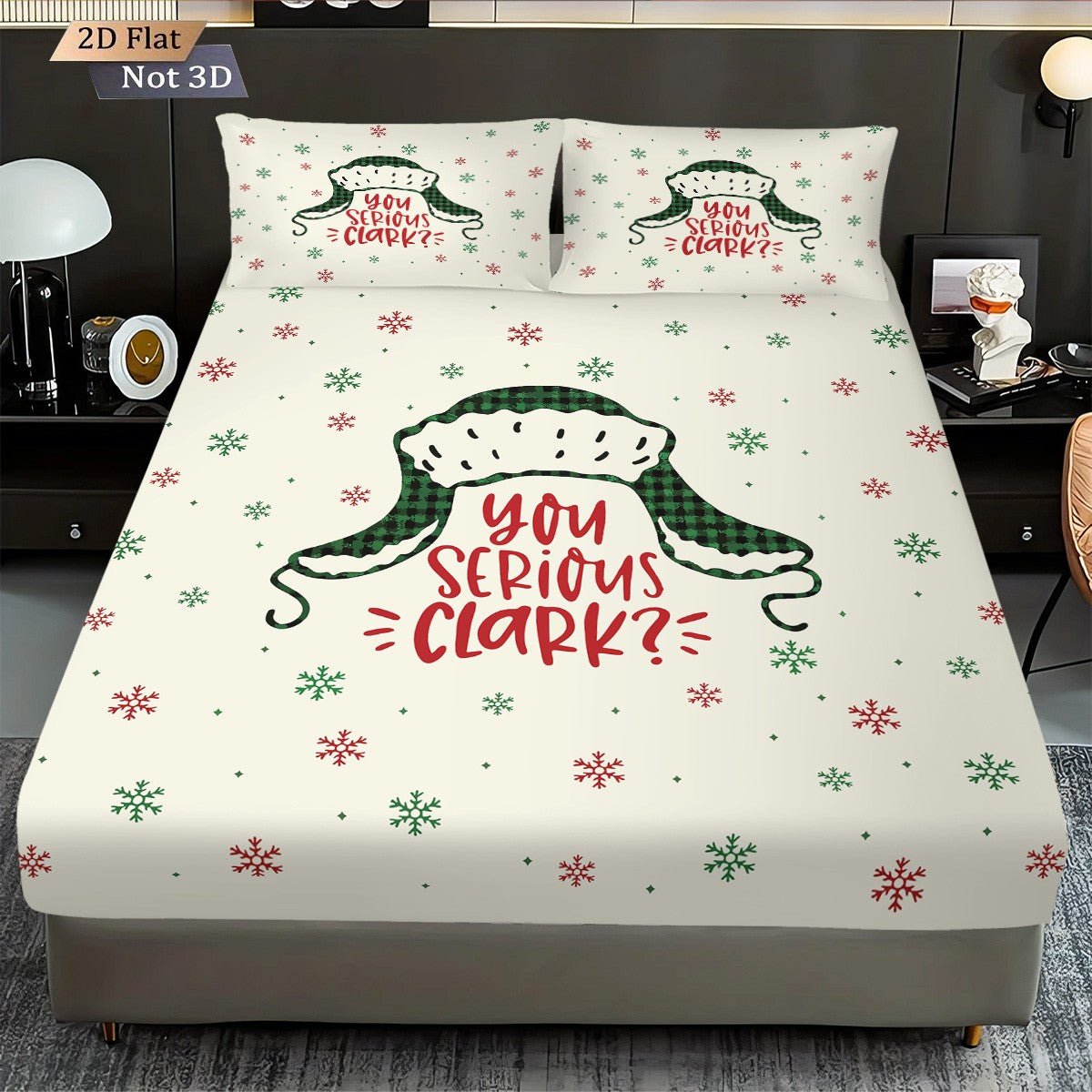 3pcs Merry Christmas Snowflake Print Coreless Bed Sheet Set, Multi Size Comfortable Bed Cover Bedroom Bedding Holiday Decoration