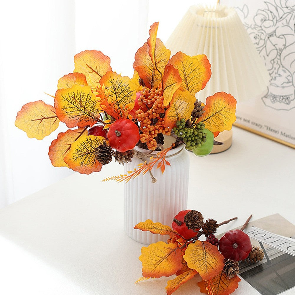 1PC Halloween Grimace Pumpkin Black Maple Horror Artificial Pumpkin Bouquet Autumn Home Ornaments Halloween Party Decorations