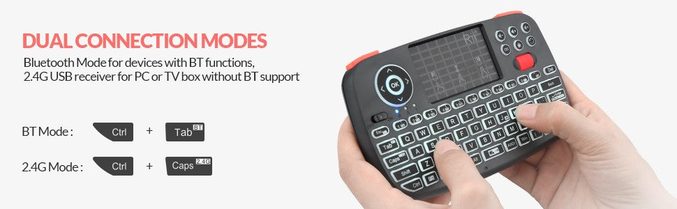 Teclado Sem Fio Bluetooth Rii i4 Mini Com Touchpad 2.4GHz Retroiluminado Mouse Controle Remoto Para Windows Android TV Box Smart TV