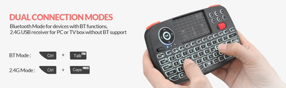 Teclado Sem Fio Bluetooth Rii i4 Mini Com Touchpad 2.4GHz Retroiluminado Mouse Controle Remoto Para Windows Android TV Box Smart TV