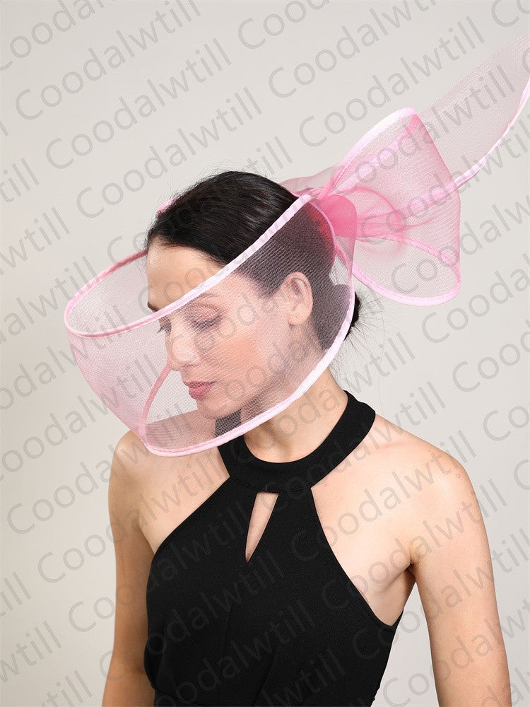 Fascinator de Véu Branco Elegante Chapéu Feminino para Kentucky Derby Evento de Corrida Adorno de Cabeça de Moda Boné de Rede Chapeau para Eventos Femininos