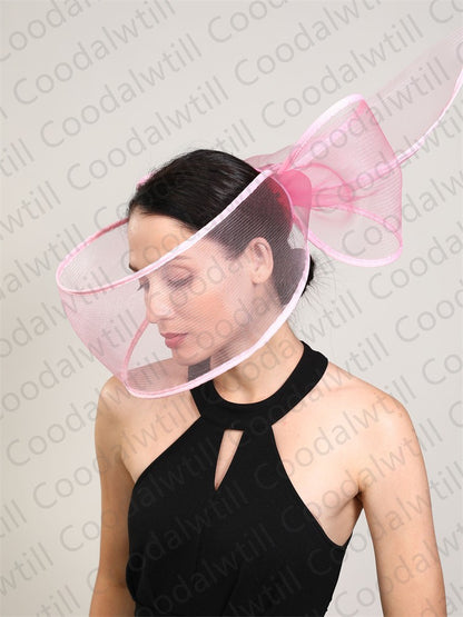Fascinator de Véu Branco Elegante Chapéu Feminino para Kentucky Derby Evento de Corrida Adorno de Cabeça de Moda Boné de Rede Chapeau para Eventos Femininos