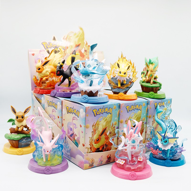 HOT 9 Estilos Pokémon Eeveelution Espeon Sylveon Glaceon Leafeon Vaporeon Umbreon Flareon Pokémon Modelo Figura de Anime Ornamentos Brinquedo