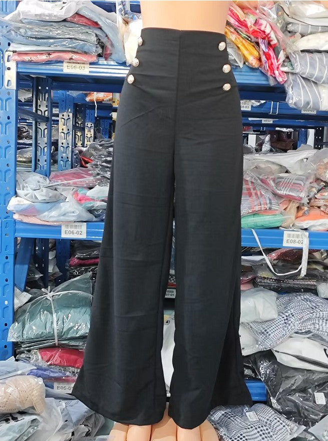 Elegant High Waist Wide Leg Bootcut Pants 2023 Summer European & American Fashion Simple Women's Flared Trousers