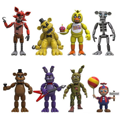 FNAF 4 pçs/conjunto Freddy Bonnie Chica Foxy Nightmare Balloon Boy Boneco Colecionável Modelo Vinil Brinquedo
