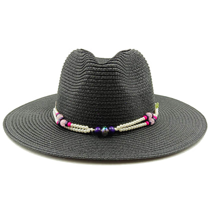 Rose Red Summer Straw Hat Jazz Top Visor Hat New Accessories Outdoor Summer Visor Beach Hat  sombreros