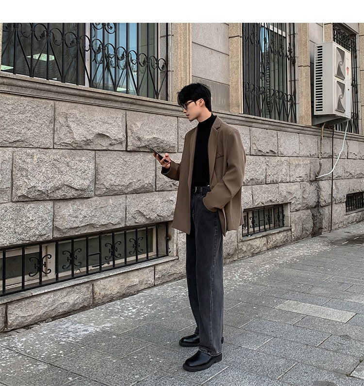 2024 Spring Summer Men Formal Blazers Men Korean Fashion Loose Casual Dress Jacket Men Harajuku Social Suit Jacket Clothing